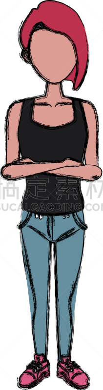 卡通,青年女人,可爱的,商务,人,概念,肖像,图像,女人,违约