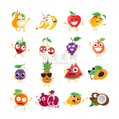 分离着色,表情符号,水果,幽默,卡通,蔬菜,精神振作,概念,食品,收集