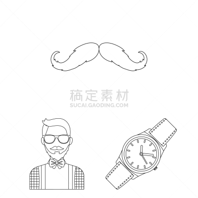 轮廓,时尚,潮人,计算机图标,分离着色,爵士乐,男人,图像,收集,布置