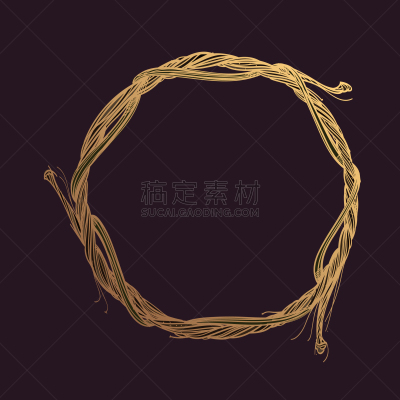 华丽的,枝,圆形,金色,边框,自然,柳条,梦符咒,做,装饰
