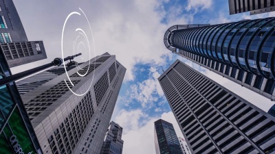现代城市CBD中的现代智能建筑。延时超延时