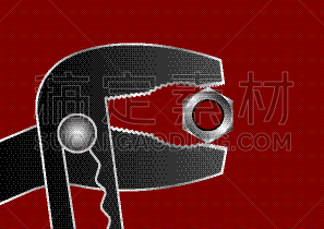 分离着色,金属,曲别针,螺母,红色背景,压力,技术,建筑业,钢铁,拉紧