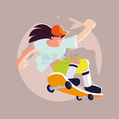 滑板,青年男人,运动,极限运动,厚木板,迅速,儿童,背景,绘画插图,卡通
