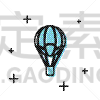black hot air balloon icon isolated on white
