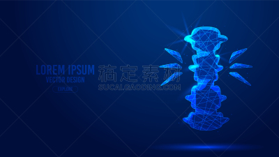 技术,矢量,低多边形效果 ,科学,概念,线条,身体受伤,模板,健康保健,蓝色背景