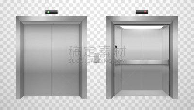电梯,闪亮的,门,金属,设计,写实,布置