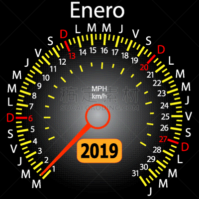 汽车,速度计,2019,日历,周末活动,商务,进出港显示牌,月,弯曲