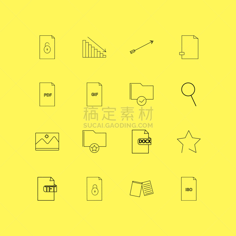 轮廓,直的,活页夹,图标集,文档,图像,GIF动图,图表,矢量,搜寻
