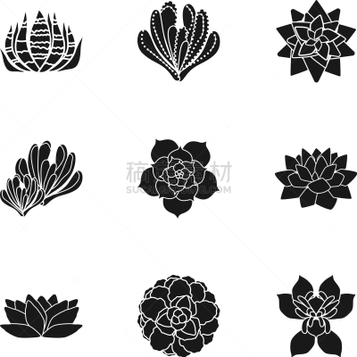 仙人掌,图标集,肉质植物,简单,华丽的,数字9,芦荟,品牌名称,坚持,绘制