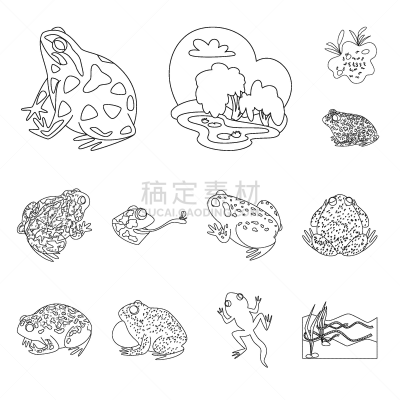分离着色,动物,两栖纲,品牌名称,一个物体,人类腺体,轮廓,红色,绿色,布置