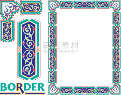 arabesque borders - tiled frame in plant leaves