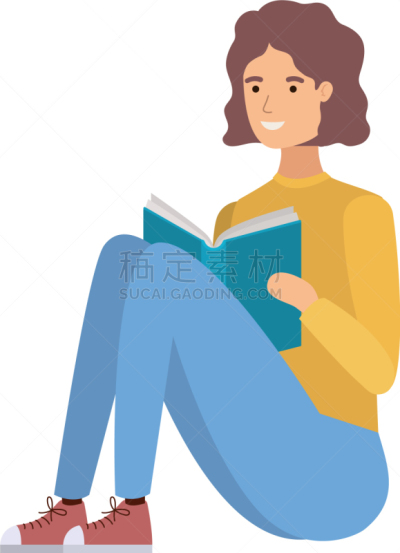 女人,书,世界读书日,图书馆,书店,女孩,分离着色,坐,叉腰,享乐