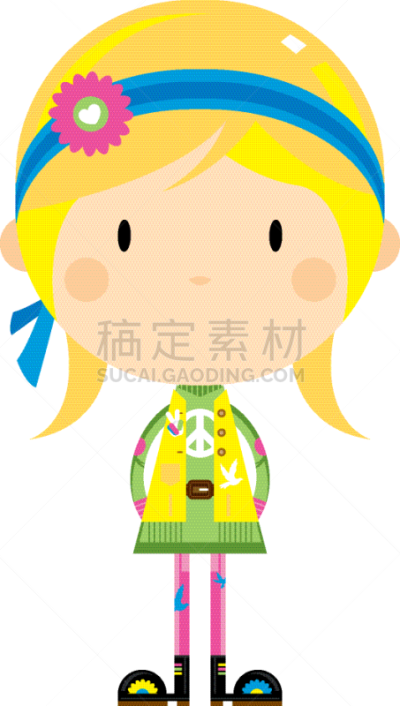 可爱的,嬉皮士,动画片,音乐,人,图像,矢量,爱,花