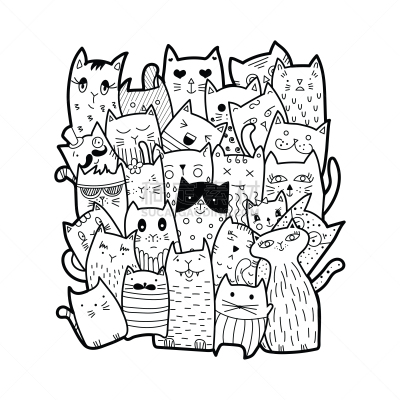 可爱的,乱画,猫,纸盒,铅笔,自然美,动物,尾巴,绘制