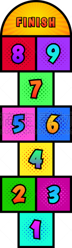 模板,跳房子游戏,动画片,几何形状,信函,漫画书,玩具,现代,小毯子,复古