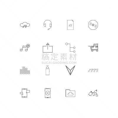轮廓,直的,计算机图标,舞台,音乐,耳机,光盘,云,图像,矢量