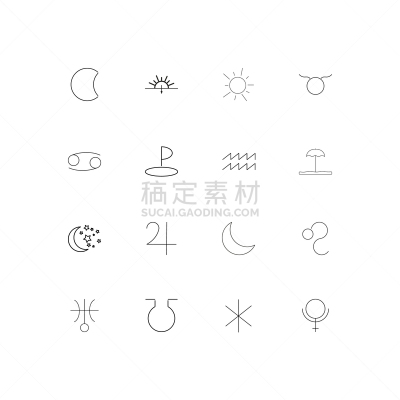 轮廓,直的,星座,计算机图标,水瓶座,矢量,天王星,冥王星,标志,日落