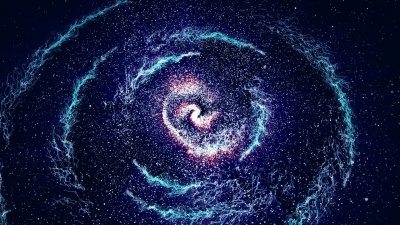 有星星和蓝色星系的 空间