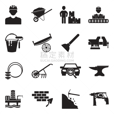 矢量,绘画插图,计算机图标,黑色,扁平化设计,一个物体,汽车,扫毯器,油泵,建筑