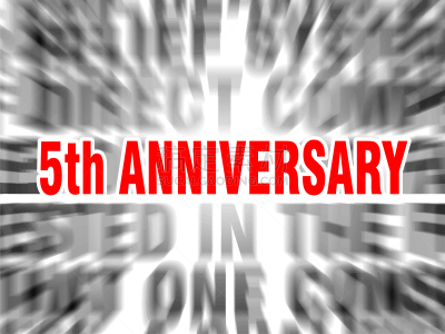 五周年纪念,忠告,运动模糊,焦点,红色,单词,文字,概念,图像,模板