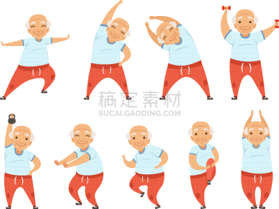 动作,老年男人,早晨,精力,体操,运动,中老年人,锻炼,休闲,训练