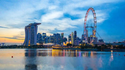 夜以继日的延时摄影视频，新加坡市中心地区的视图，新加坡