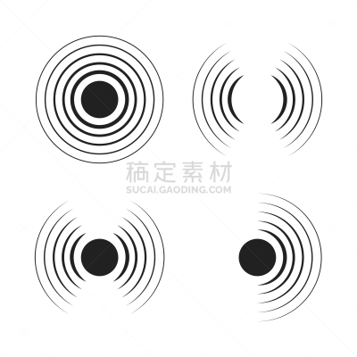雷达,声波,平坦的,极简构图,符号,噪声,计算机,频率,技术,布置