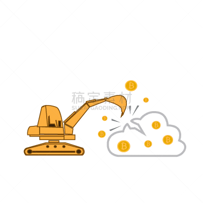 概念,铲车,采矿业,比特币,商务,电子人,图像,破碎的,设备用品