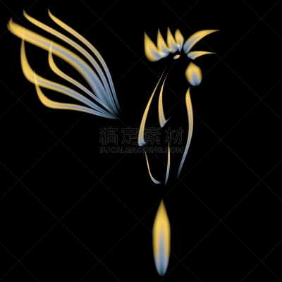 热,小公鸡,黑色,抽象,分离着色,卷着的,黄金,幻想,闪亮,想象