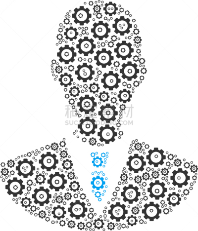 抽象拼贴画,Manager,自行车齿轮,男商人,男人,符号,办公室职员,肖像,图像,收集