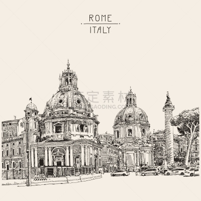 罗马,文字,意大利,都市风景,名声,建筑外部,非凡的,图像,画画,绘制