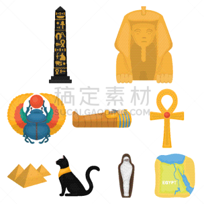 巨大的,古埃及文明,分离着色,木乃伊化的,T形十字架,图像,猫,法老,鲁克索,收集