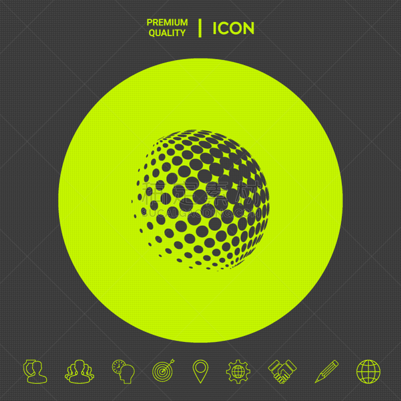 earth logo - halftone sphere graphic elements for