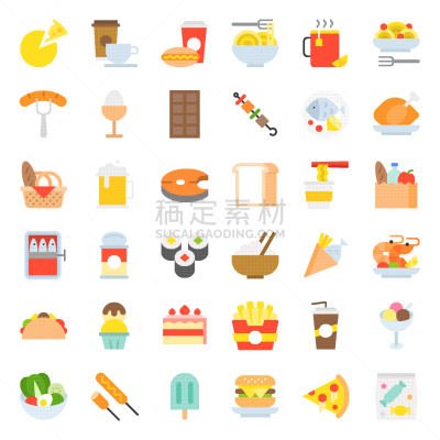 食品,概念,饮食,扁平化设计,饮料,比萨片,寿司,菜单,巧克力条,咖啡