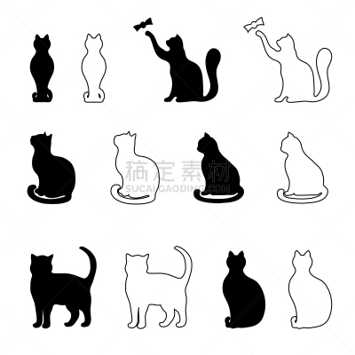 猫,黑色,宠物,分离着色,可爱的,轮廓,自然,剪影,坐,设计