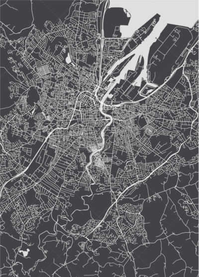 贝尔法斯特,城市,公园,河流,轮廓,林荫路,矢量,街道
