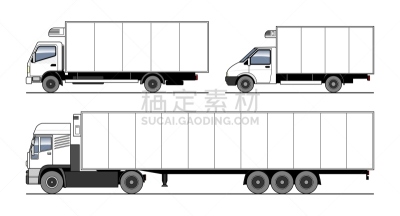 空白的,市场营销,冷藏货架,货运,卡车,侧面视角,白色,矢量,模板,个性