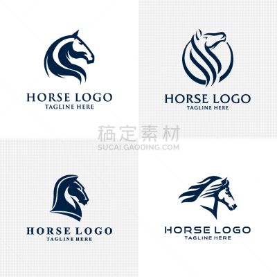 head horse set symbol modern logo