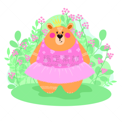 可爱的,斯堪的纳维亚半岛,熊,背景,绘画插图,女孩,矢量,酷,高雅,泰迪熊