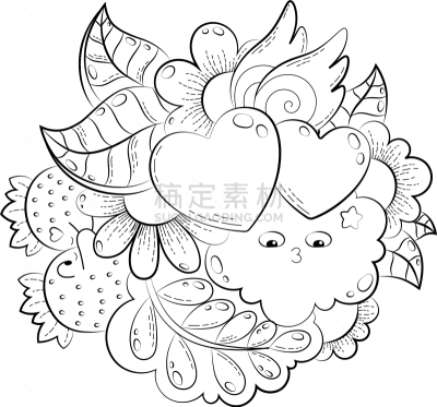鸟类,猫,举起手,棒棒糖,心型,乐趣,华丽的,浪漫,绘制,爱
