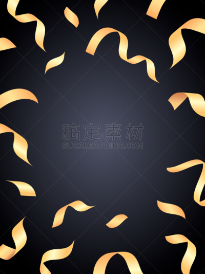 五彩纸屑,矢量,绘画插图,背景聚焦,明信片,黄金,周年纪念,垂直画幅