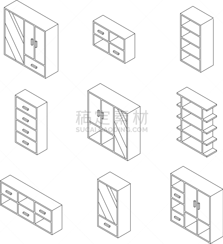 家具,柜子,比例,几何形状,床,装饰物,几何学,三维图形,草图,布置