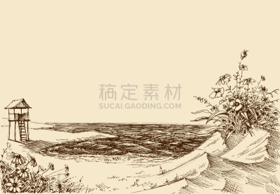 海滩,海洋,救生椅,看风景,救生员,地形,户外,白昼,季节,夏天