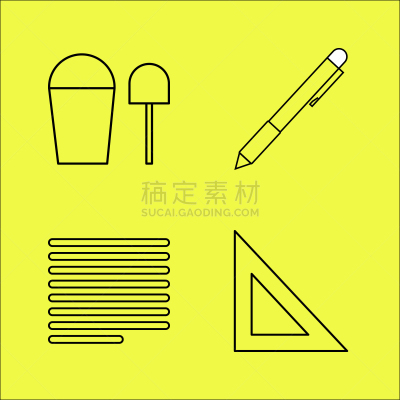 直的,图标集,矢量,三角板,图像,标志,水笔,石洞壁画