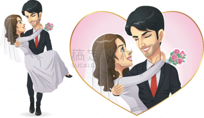 异性恋,婚礼,蜜月,丈夫,婚姻,妻子,浪漫,女人,拿着,绘画插图