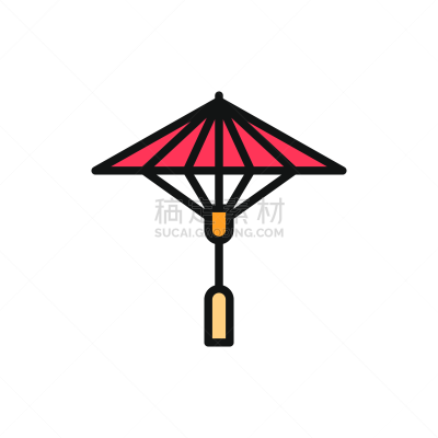 日本,彩色图片,阳伞,线图标,分离着色,平坦的,白色背景,传统,商务,线条
