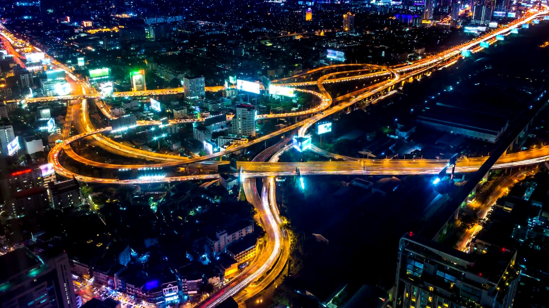 泰国曼谷城市的延时夜景(倾斜)