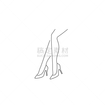 鞋子,腿,绘画插图,矢量,单色调,妇女问题,白色背景,线图标,分离着色,拉脱维亚