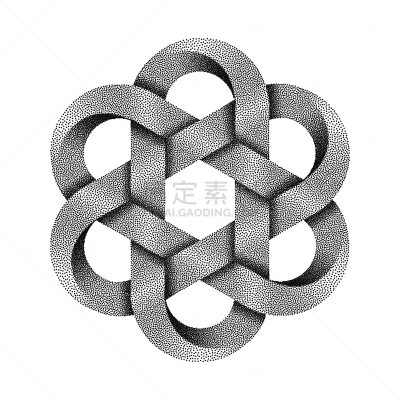 传统,图标,绘画插图,远古的,六边形,矢量,点画效果,横越,中国结,做