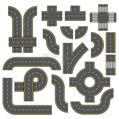 路,四元素,公路,沥青,概念,汽车,交通,建筑业,矢量,收集